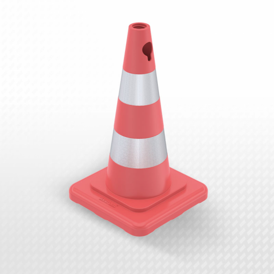 50 cm PVC Trafik Konisi (Çift reflektifli) - Dörtgen