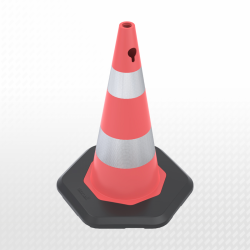 70 cm Ağırlıklı PVC Trafik Konisi (Çift reflektifli)