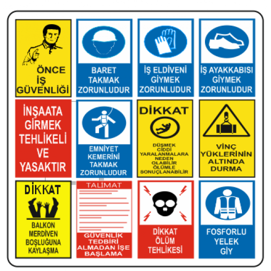 İnşaat Uyarı Levhası 100x100cm İnşaat Uyarı Levhası 100x100cm